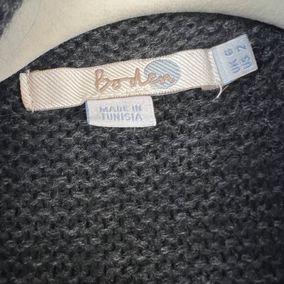 Boden Barcelona Wool Alpaca Blend Dark Gray Wrap Cardigan Size 2 - Picture 3 of 7